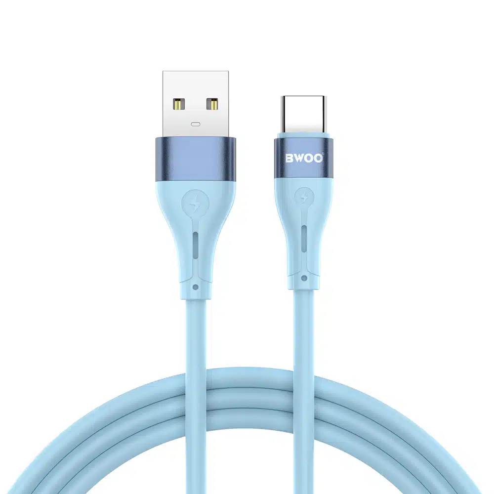 Cable BWOO USB USB-C 1m 3A Silicone Bleu X280C