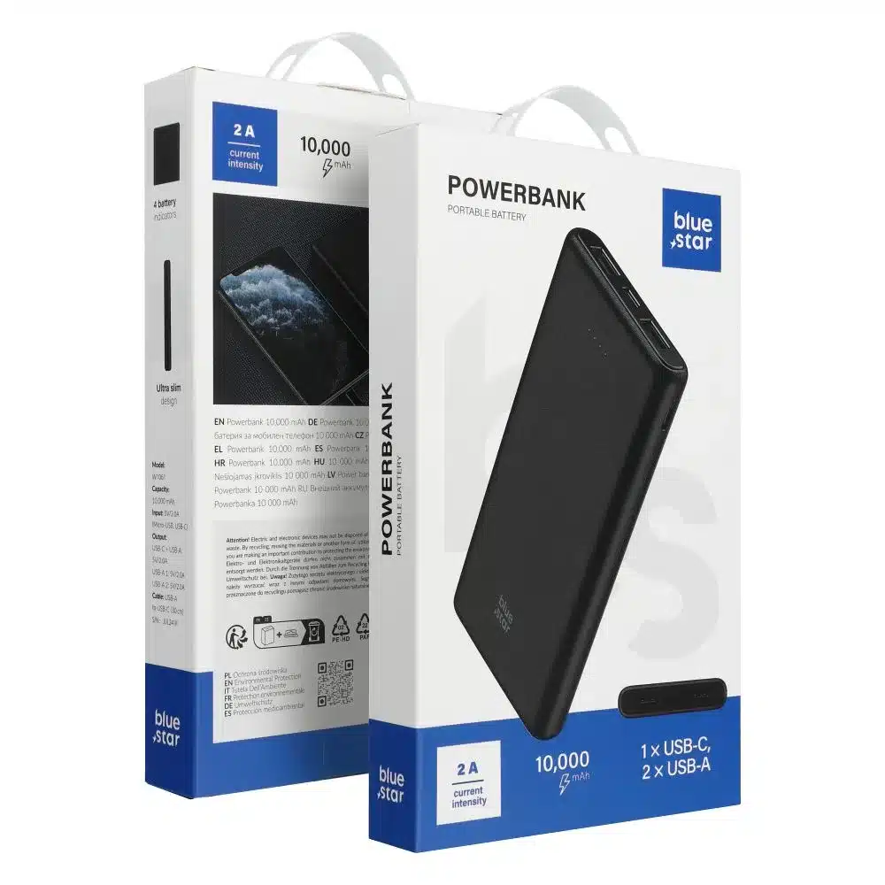 Powerbank BLUE STAR W1061 10000 mAh 2x USB-A + USB-C Blanc