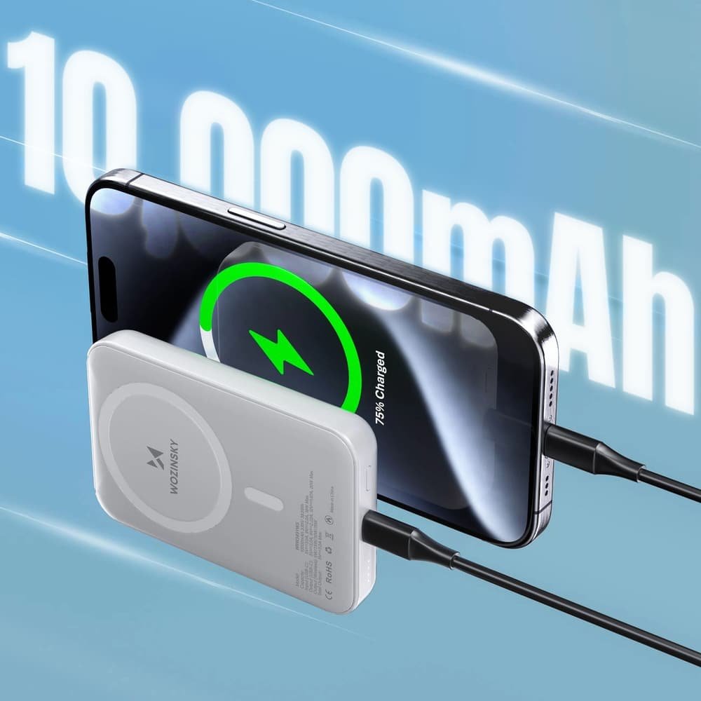 Powerbank WOZINSKY WRW349YWS 10000 mAh Magnétique Blanc