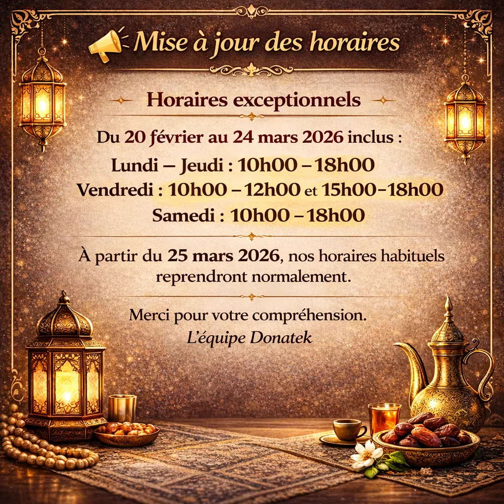 Horaires exceptionnels Donatek